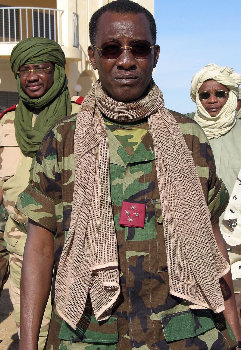 Idriss Deby is seen in Adre, Chad, while supervising the activities of the governamental army in December 2006.  AFP