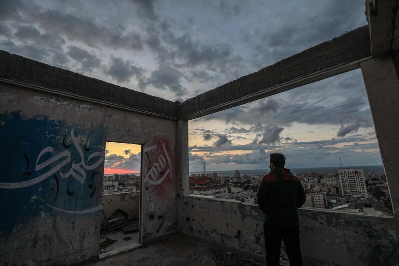Sunset is seen above Gaza City. EPA