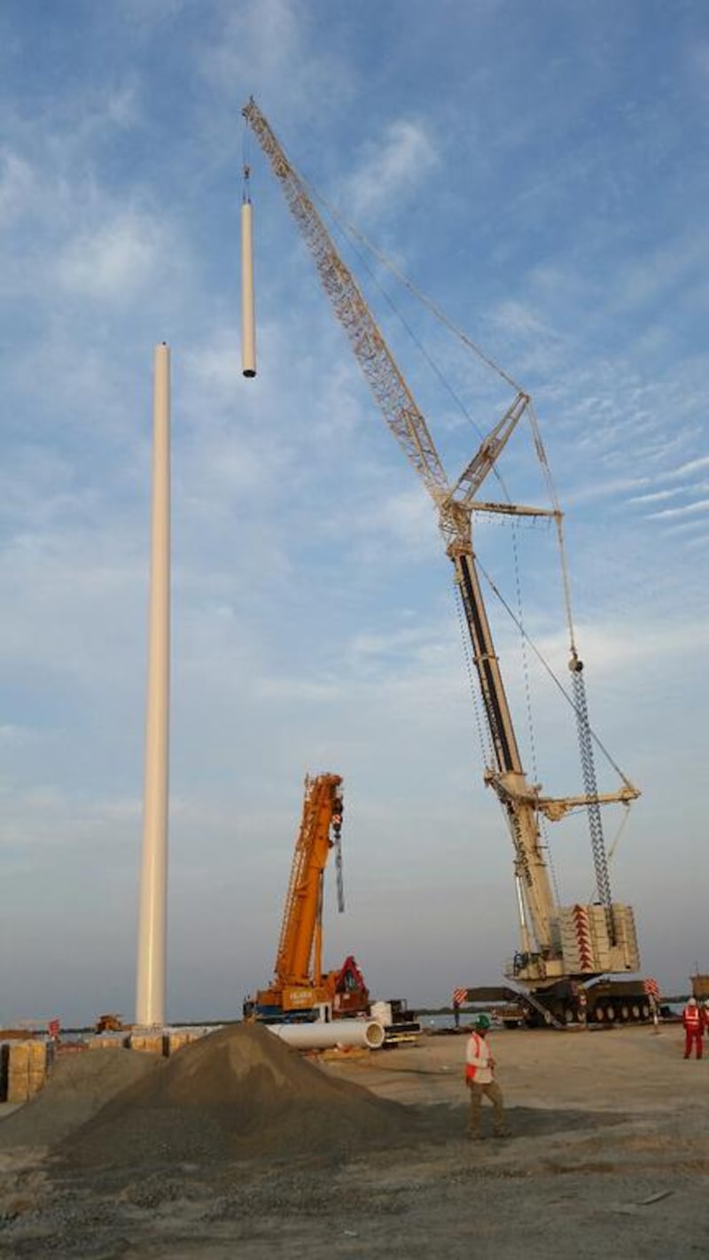 One of the two 120-metre flagpoles being built in Umm Al Quwain and Fujairah.