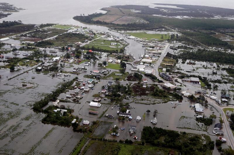 Flood waters from Hurricane Florence inundate the town of Engelhard, US. AP