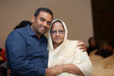 Amrudeen Sheik Dawood, 49, with his mother Jailani Bibi. Credit: Amrudeen Sheik Dawood