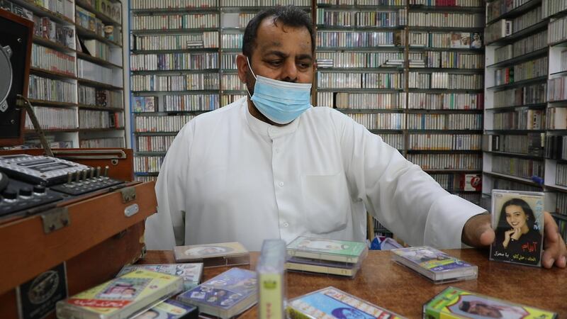 Abdullah Mohammed Khalili, the man behind one of the last cassette stores in the UAE. Wajod Alkhamis / The National