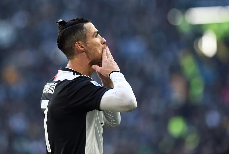 Soccer Football - Serie A - Juventus v Fiorentina - Allianz Stadium, Turin, Italy - February 2, 2020  Juventus' Cristiano Ronaldo celebrates scoring their second goal   REUTERS/Massimo Pinca