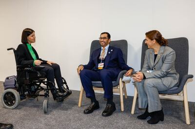 Dr Sultan Al Jaber, the UAE's Special Envoy for Climate Change and Minister for Industry and Advanced Technology, with Israeli Energy Minister Karine Elharrar (left) at Cop26 in Glasgow, and Mariam Al Mheiri, UAE Minister of Climate Change and Environment and Minister of State for Food Security. Image: @uaeclimateenvoy