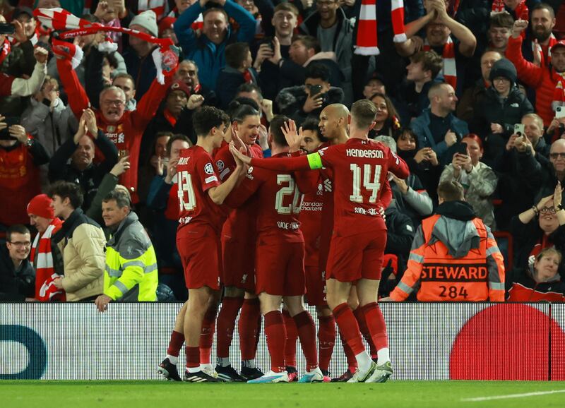 Mohamed Salah celebrates scoring. Reuters