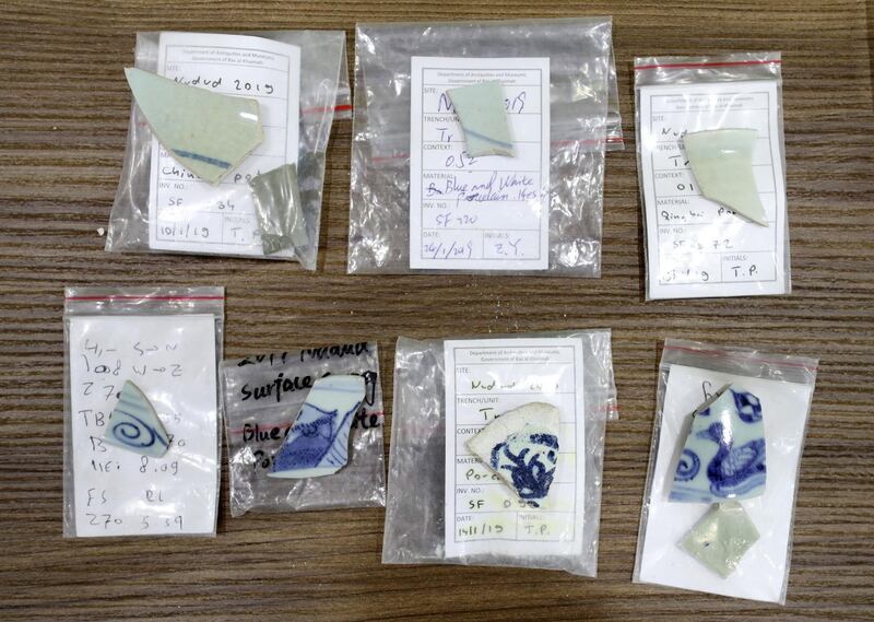 Ras Al Khaimah, United Arab Emirates - April 14, 2019: Archaeologists have unearthed 700 year old chinese porcelain in Ras Al Khaimah over the course of a collaboration with archaeologists from Beijing started in 2017. Sunday the 14th of April 2019 in Ras Al Khaimah. Chris Whiteoak / The National