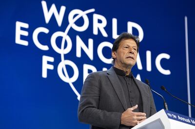 epa08151231 Imran Khan, Prime Minister of Pakistan, pictured during a plenary session during the 50th annual meeting of the World Economic Forum, WEF, in Davos, Switzerland, 22 January 2020. The meeting brings together entrepreneurs, scientists, corporate and political leaders in Davos from January 21 to 24.  EPA/GIAN EHRENZELLER