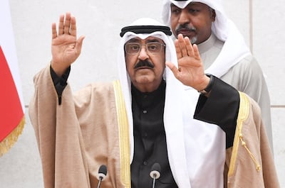 Sheikh Meshal takes the oath of office as he is sworn in as Kuwait's Emir on December 20. EPA