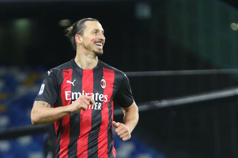 Zlatan Ibrahimovic smiles during the Serie A match between Napoli and AC Milan. EPA
