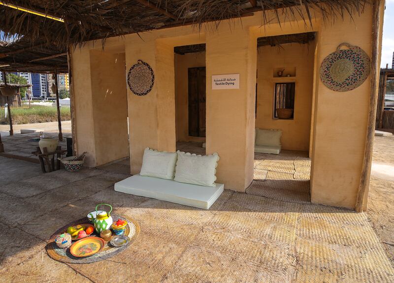 A textile-dyeing hut at Al Hosn Festival