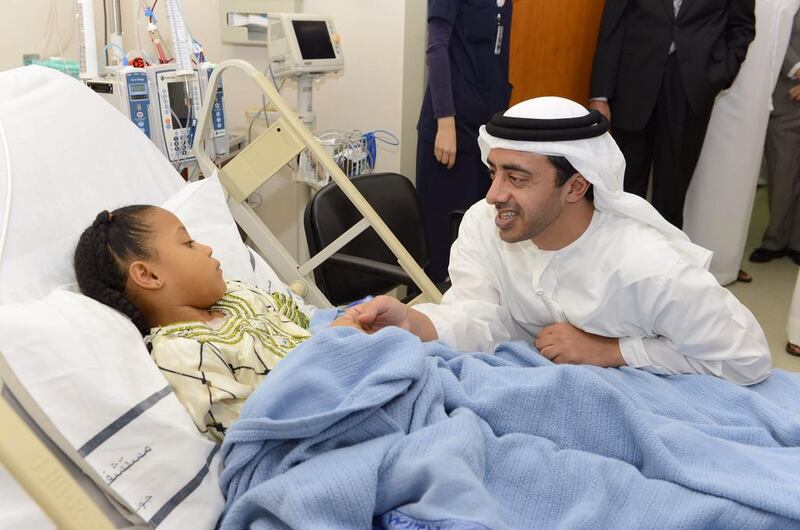 Sheikh Abdullah bin Zayed, the Foreign Minister, visited patients at the Oncology Centre at Tawam Hospital. WAM