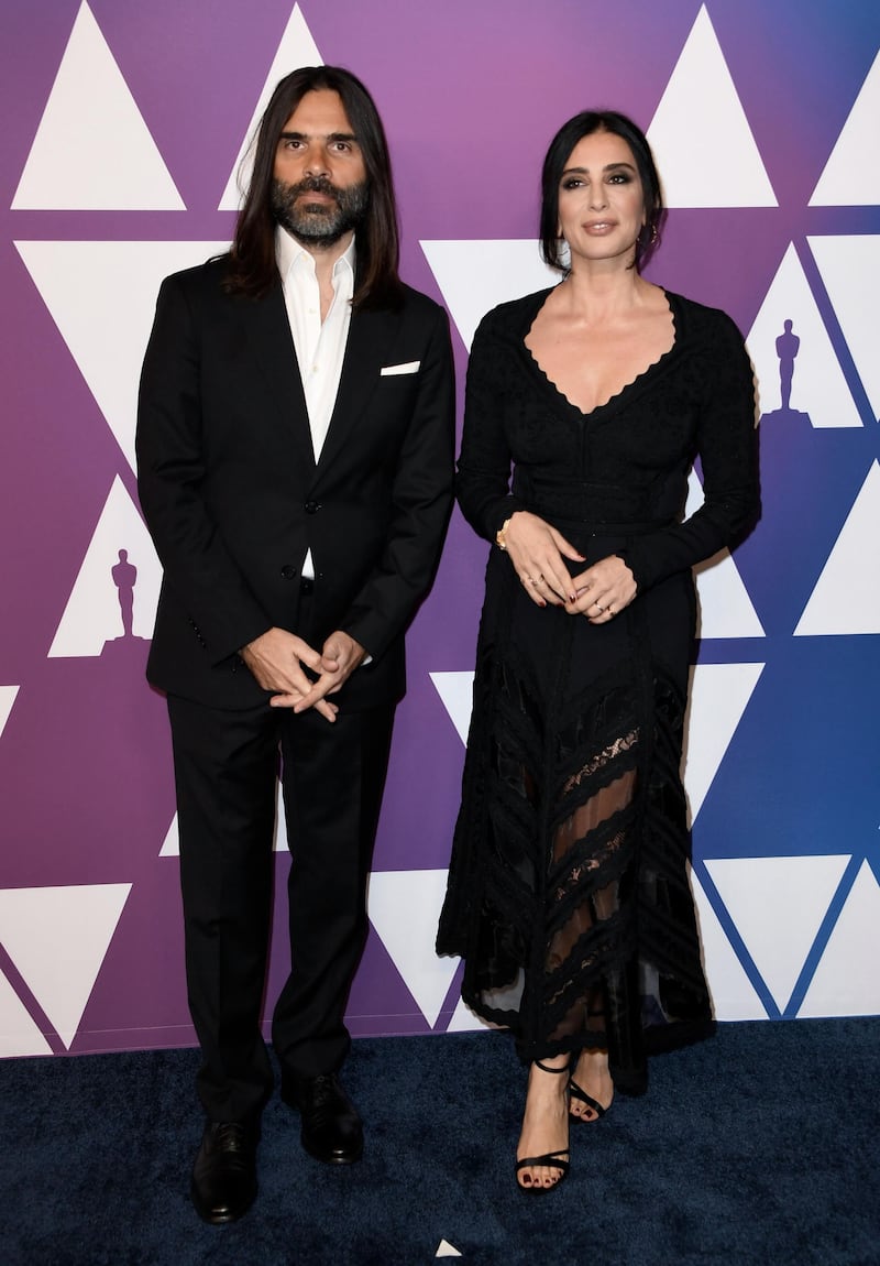 Nadine Labaki arrives with her husband, Khaled Mouzanar, arrives for the 91st Oscars Nominees Luncheon at the Beverly Hilton hotel. Director, Labaki, is nominated for Best Foreign Language Film for 'Capernaum'. AFP