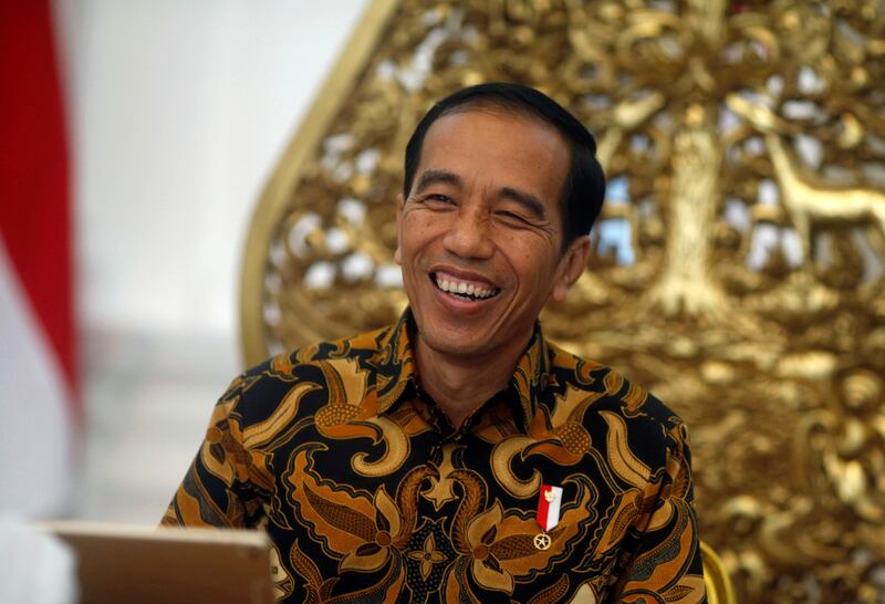 FILE PHOTO: Indonesia's President Joko Widodo gestures during an interview with Reuters in Jakarta, Indonesia, July 3, 2017. REUTERS/Beawiharta/File photo
