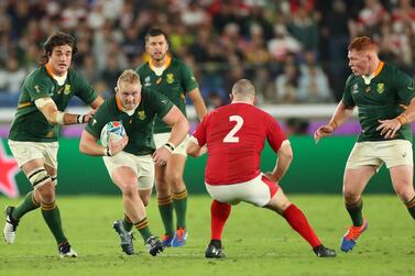 Vincent Koch of South Africa up against Ken Owens of Wales during the Rugby World Cup semi-final in Yokohama. Getty Images
