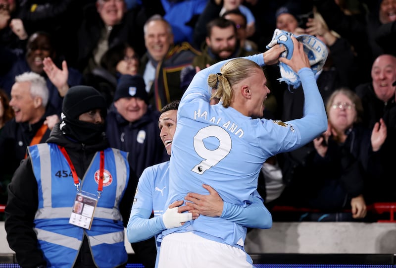 Phil Foden receives good support from Erling Haaland. Getty Images