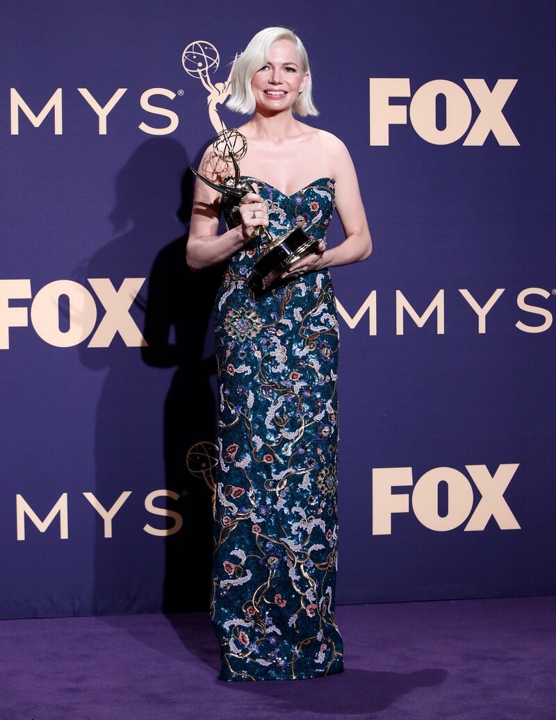 In a sequinned Louis Vuitton creation at the 71st annual Primetime Emmy Awards in Los Angeles on September 22, 2019. EPA