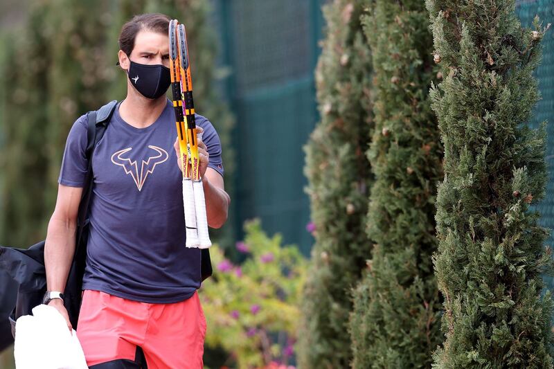 Rafael Nadal arrives for a training session at Monte-Carlo Country Club. Getty