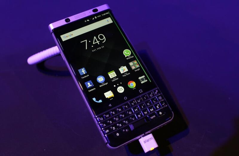 The BlackBerry KeyOne, on sale in the UAE for Dh1,999, is the first BlackBerry Mobile handset to go on general release worldwide this year. Manu Fernandez / AP Photo