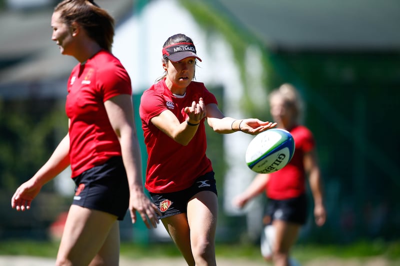 Femke Soens passes the ball at training with Belgium sevens. Photo: World Rugby