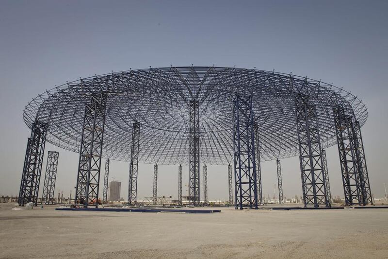The constructed frame for City of Arabia located near Global Village. Razan Alzayani / The National