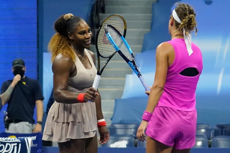 Serena Williams after her defeat to Victoria Azarenka in the US Open semi-finals. AP