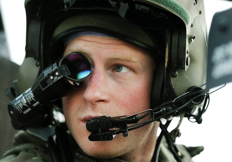 CAMP BASTION, AFGHANISTAN - DECEMBER 12:  In this image released on January 21, 2013, Prince Harry, wears his monocle gun sight as he sits in the front seat of his cockpit at the British controlled flight-line at Camp Bastion on December 12, 2012 in Afghanistan. Prince Harry has served as an Apache Helicopter Pilot/Gunner with 662 Sqd Army Air Corps, from September 2012 for four months until January 2013.  (Photo by John Stillwell - WPA Pool/Getty Images) *** Local Caption ***  159839279.jpg fo23ja-UKDirtyHarry.jpg