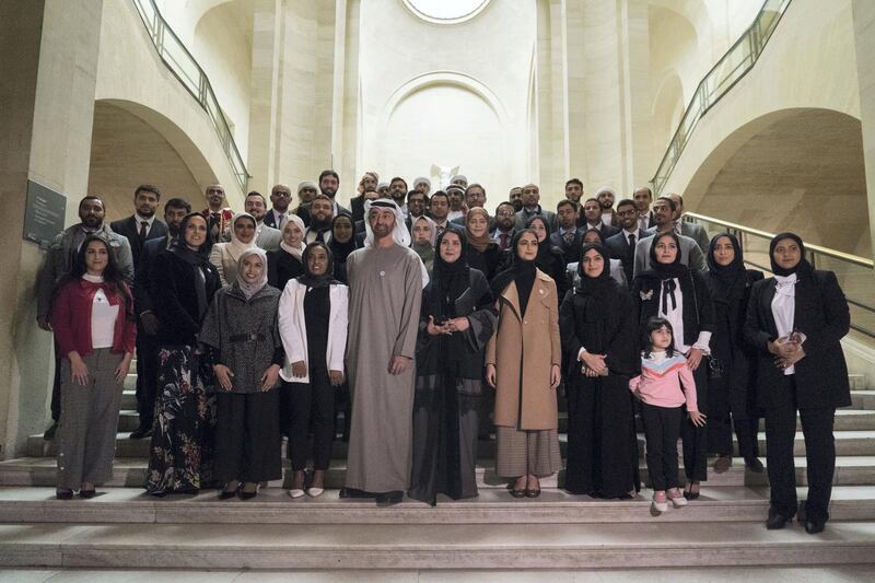 PARIS, FRANCE -November 21, 2018: HH Sheikh Mohamed bin Zayed Al Nahyan, Crown Prince of Abu Dhabi and Deputy Supreme Commander of the UAE Armed Forces (), visits the Louvre Museum in Paris.

( Rashed Al Mansoori / Ministry of Presidential Affairs )
---