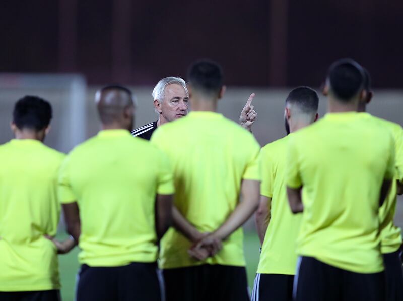 UAE manager Bert van Marwijk during training. Chris Whiteoak / The National