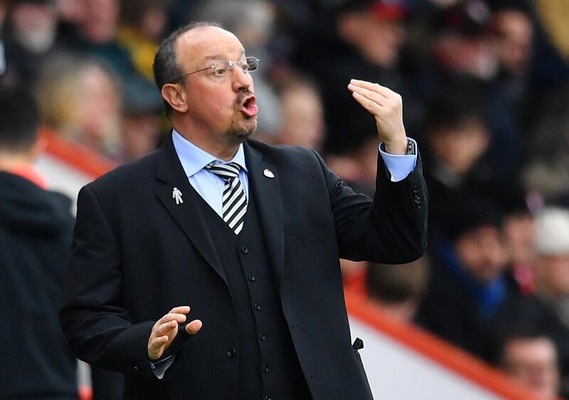 Soccer Football - Premier League - AFC Bournemouth v Newcastle United - Vitality Stadium, Bournemouth, Britain - March 16, 2019 Newcastle United manager Rafael Benitez REUTERS/Dylan Martinez  EDITORIAL USE ONLY. No use with unauthorized audio, video, data, fixture lists, club/league logos or "live" services. Online in-match use limited to 75 images, no video emulation. No use in betting, games or single club/league/player publications.  Please contact your account representative for further details.