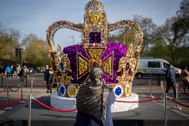 An art installation in London depicts St Edward's Crown. AP