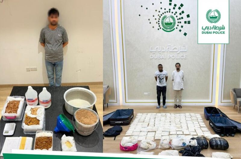 Dubai Police seized 111kg of drugs, including 99kg of Captagon. Photo: Dubai Police