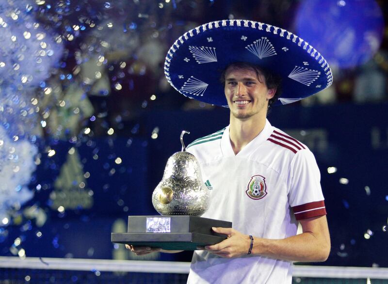 Alexander Zverev celebrates with the trophy after winning the Mexican Open. Reuters