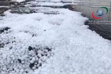 This image from a weather authority video shows the size of the ice balls. Courtesy: National Meterology Centre