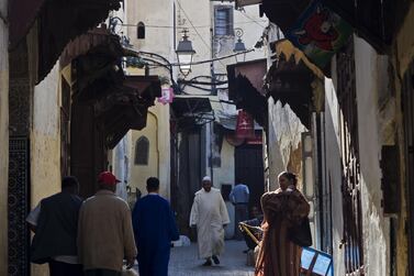 Street activity in the Fes Medina, Morocco.