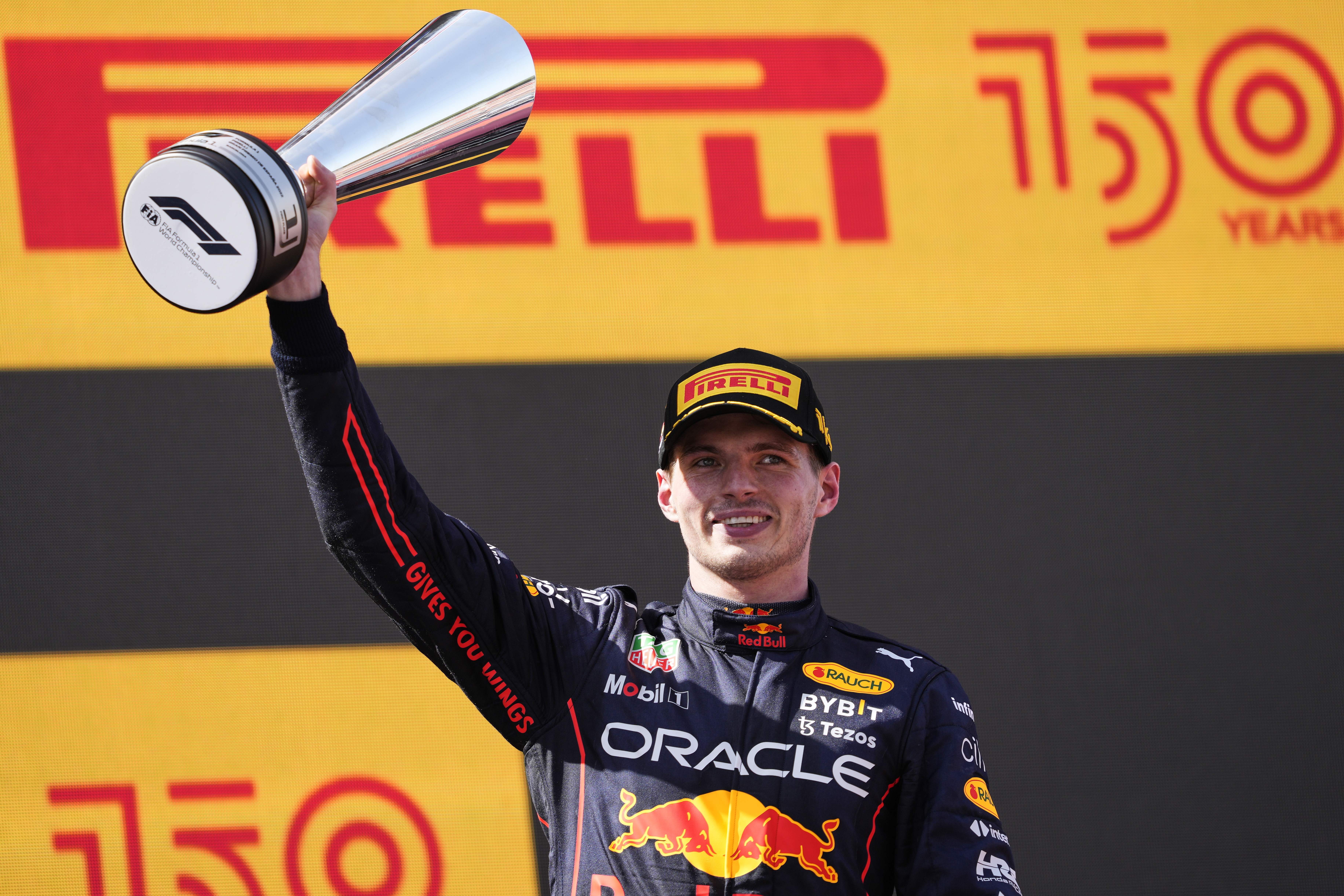 Max Verstappen of Red Bull celebrates after winning the Spanish Grand Prix in, Barcelona. EPA