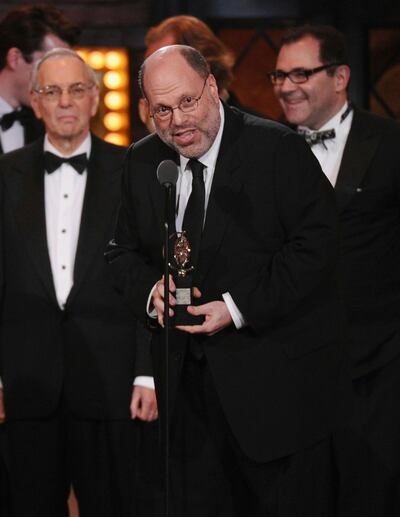 FILE - Producer Scott Rudin accepts the award for best revival of a play for "Skylight" at the 69th annual Tony Awards in New York on June 7, 2015. Rudin, one of the most successful and powerful producers, with a heap of Oscars and Tonys to show for it, has long been known for his torturous treatment of an ever-churning parade of assistants. Such behavior has long been engrained â€” and sometimes even celebrated â€” in show business. (Photo by Charles Sykes/Invision/AP, File)