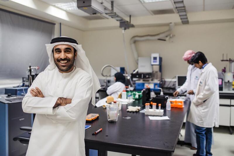 Saeed Alhassan Alkhazraji, an assistant professor at Abu Dhabi’s Petroleum Institute and director of its Gas Research Centre, believes he has found new commercial applications for the by-product, sulphur, that is recovered from Abu Dhabi’s reserves of sulphur-rich oil and gas .  Alex Atack for The National
