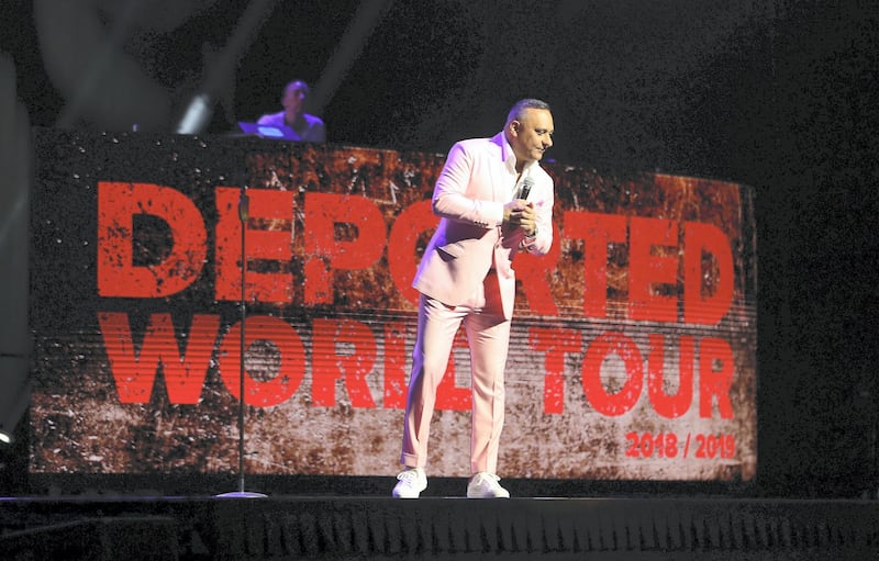 DUBAI ,  UNITED ARAB EMIRATES , JUNE 06 – 2019 :- Russell Peters , stand-up comedian and actor performing at the new Coca Cola Arena, City Walk in Dubai. ( Pawan Singh / The National ) For News/Online/Instagram