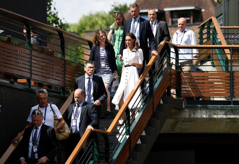 Kate Middleton, Duchess of Cambridge, arrives at Wimbledon on Tuesday. Reuters