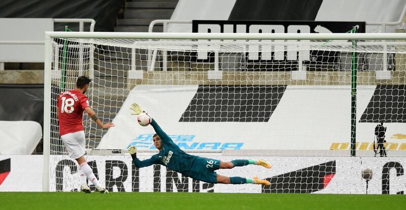 NEWCASTLE RATINGS: Karl Darlow - 8: Good first-half saves from Mata, Wan-Bissaka and Rashford. Fantastic save from Fernandes penalty just before hour mark and several other impressive stops before limping way through to final whistle with what looked like a thigh injury. PA