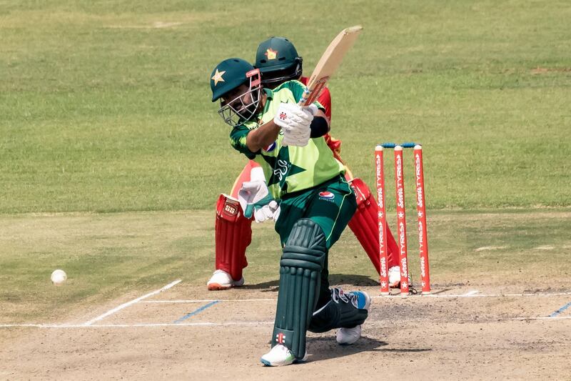 Pakistan's Babar Azam scored a fifty against Zimbabwe in the third T20 at the Harare Sports Club on Sunday, April 25. AFP