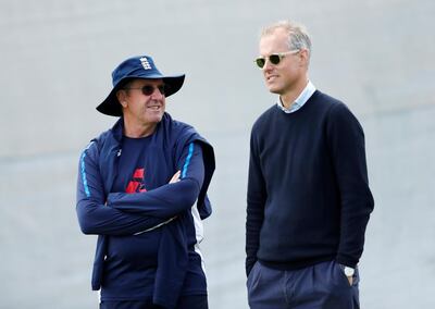 Cricket - England Nets - Edgbaston, Birmingham, Britain - July 31, 2018   England head coach Trevor Bayliss and national selector Ed Smith during nets   Action Images via Reuters/Andrew Boyers