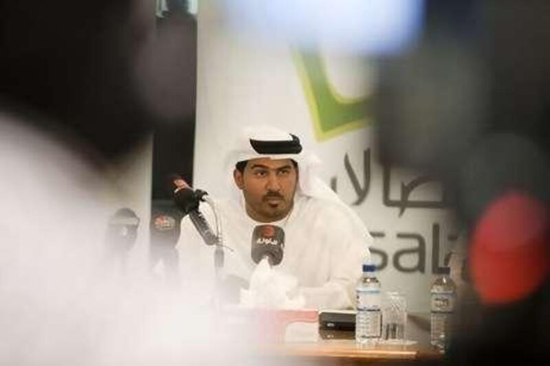 Khalifa al Shamsi, senior vice president of marketing for Etisalat, responds in a press conference to the announcement of BlackBerry suspension.