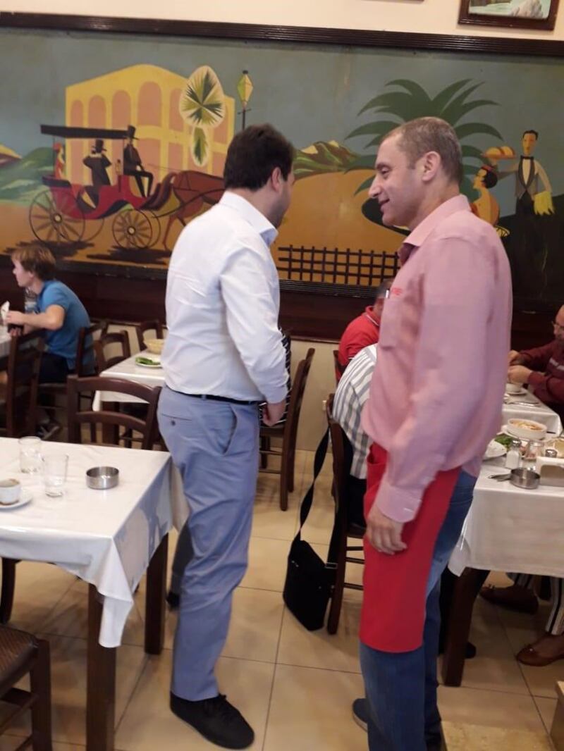 Le Chef owner Charbel Bassil, right, at the restaurant. Photo CREDIT: Le Chef