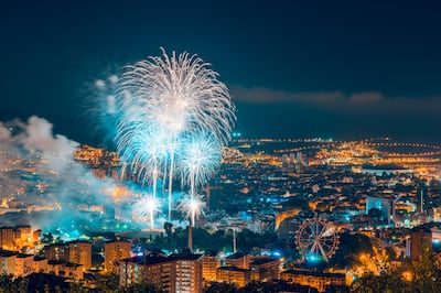 Fireworks celebrating La Semana Grande festival, a nine-day street part. Photo: Getty Images