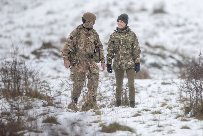 The Princess of Wales was taken on a tour of the training area by Major General Christopher Ghika. PA