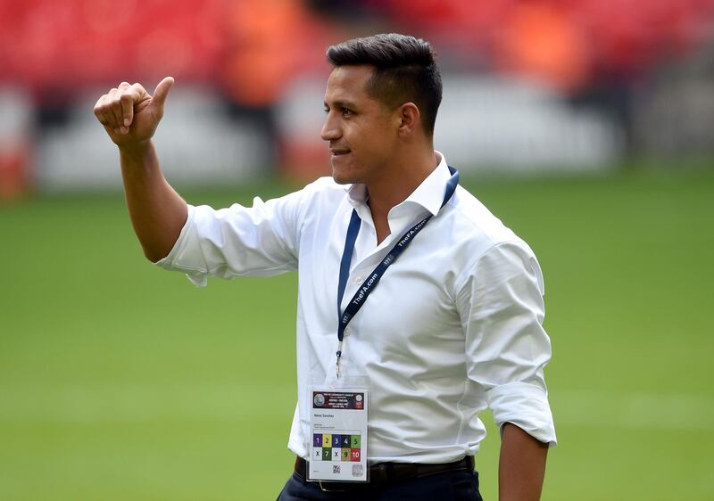 Arsenal's Alexis Sanchez during the Community Shield at Wembley, London. PRESS ASSOCIATION Photo. Picture date: Sunday August 6, 2017. See PA story SOCCER Community Shield. Photo credit should read: Joe Giddens/PA Wire. RESTRICTIONS: EDITORIAL USE ONLY No use with unauthorised audio, video, data, fixture lists, club/league logos or "live" services. Online in-match use limited to 75 images, no video emulation. No use in betting, games or single club/league/player publications.