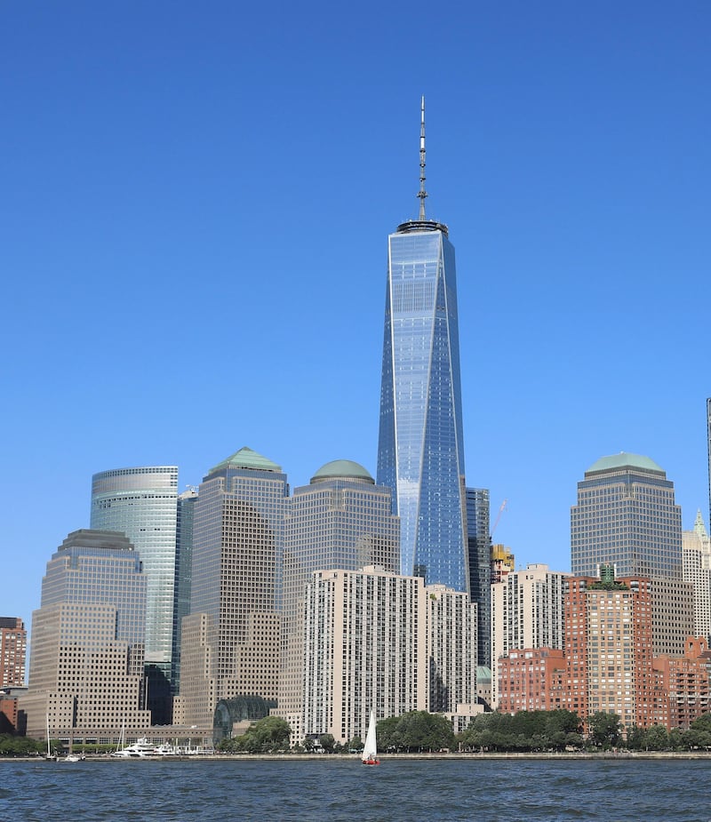 NEW YORK, NEW YORK - AUGUST 29: General view of the Freedom Tower at One World Trade Center on August 29, 2019 in New York City.   Bruce Bennett/Getty Images/AFP