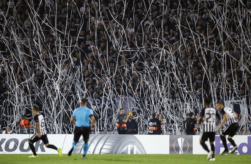 Partizan fans show their support during the Europa League match against Manchester United. Getty Images