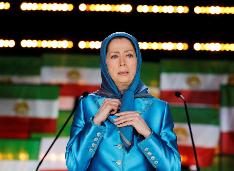 Maryam Rajavi, president-elect of the National Council of Resistance of Iran (NCRI), delivers a speech during their gathering in Villepinte, near Paris, France, June 30, 2018.  REUTERS/Regis Duvignau